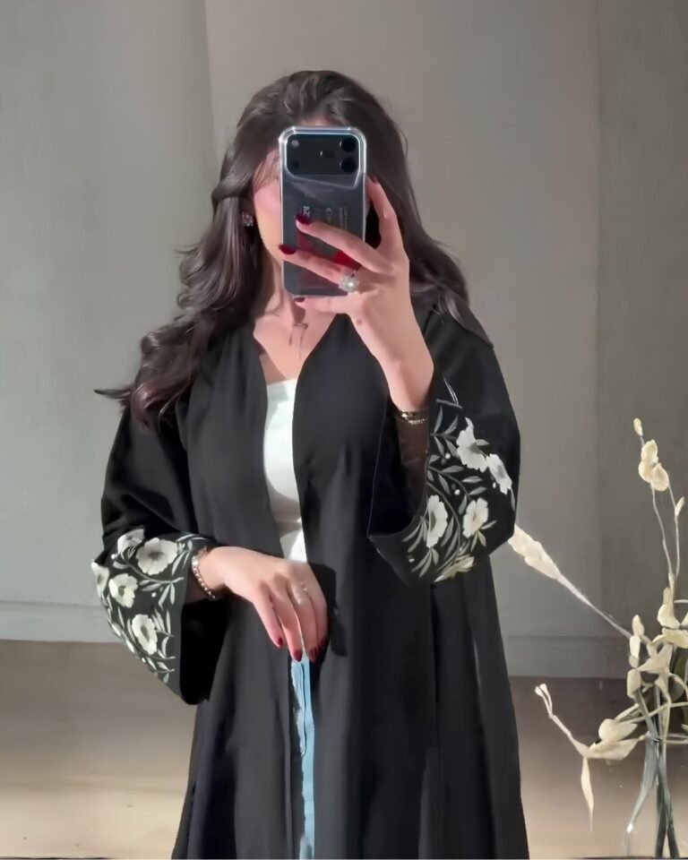 bloom veil floral embroidered abaya
